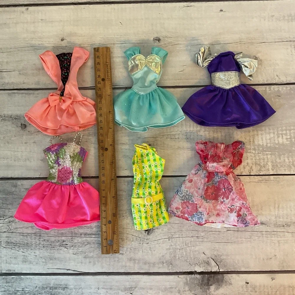 Barbie Mattel Dresses‎ Lot Of 6 Pink Purple Blue Yellow Short Casual Fancy Party